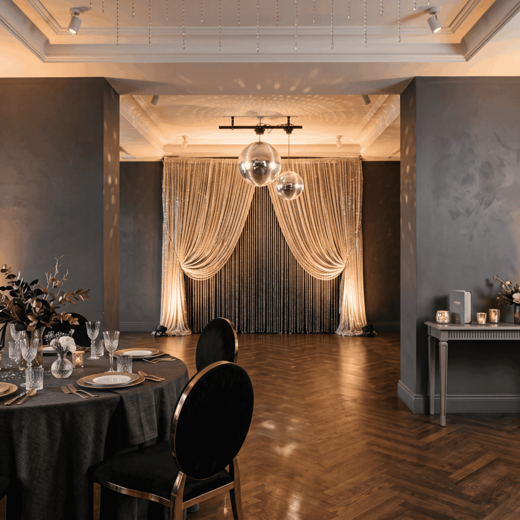 Un décor fort, quelques reflets bien placés et une circulation fluide suffisent à créer une ambiance élégante.