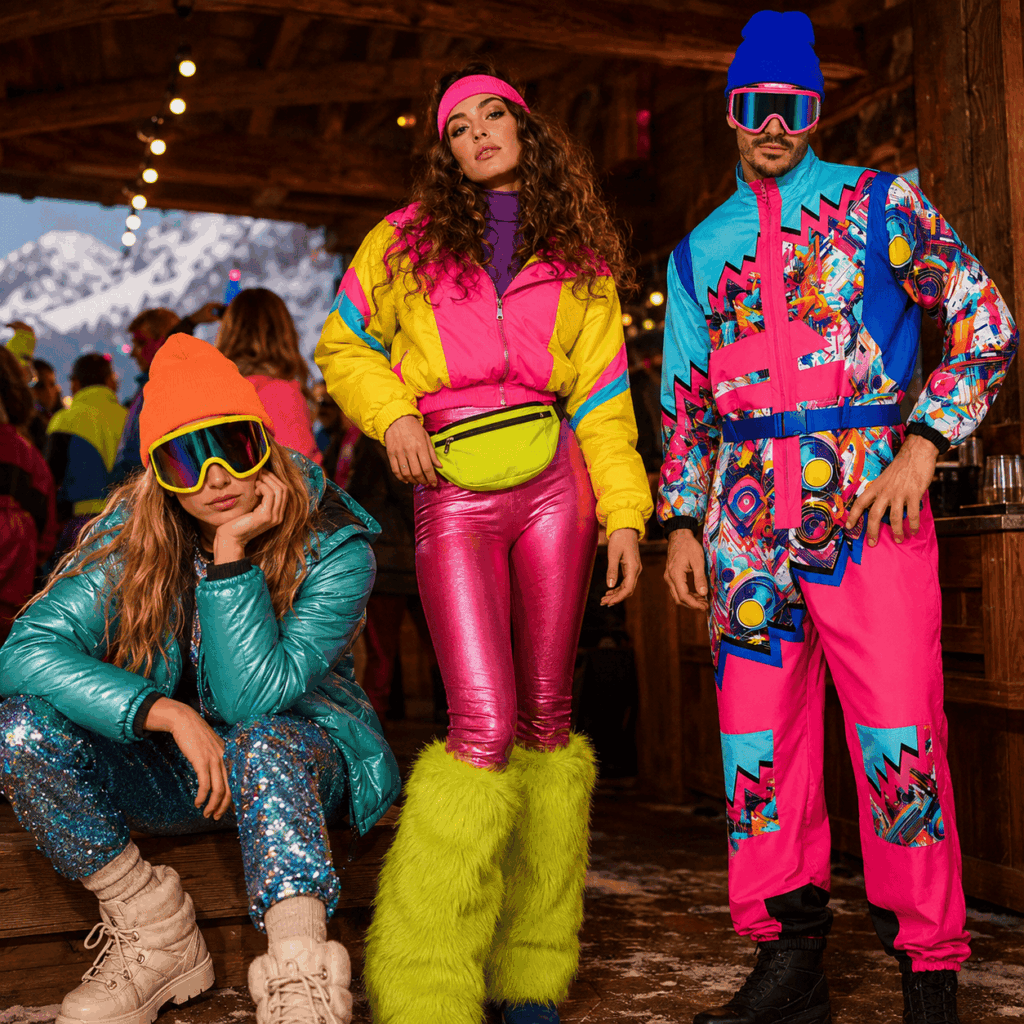 Trois niveaux de look après-ski : accessoires express, tenue rétro composée et combinaison complète.